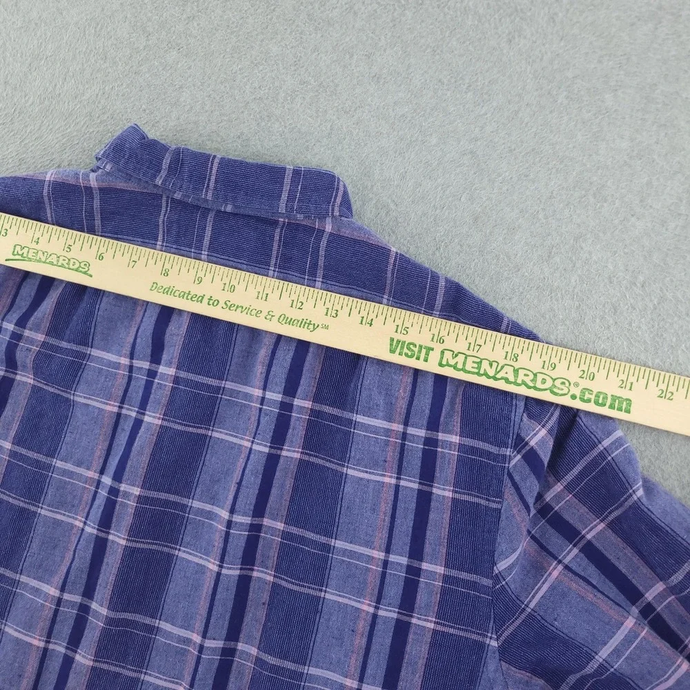 Banana Republic Shirt Mens L Blue Plaid Long Sleeve Linen Blend Slim Fit Casual